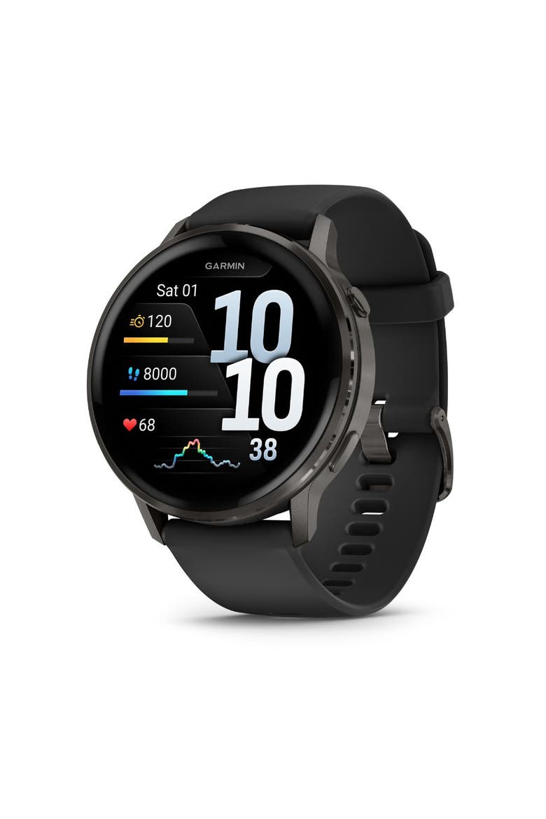 Venu 4 Smartwatch 45mm, Main, color, Slate with black silicone band