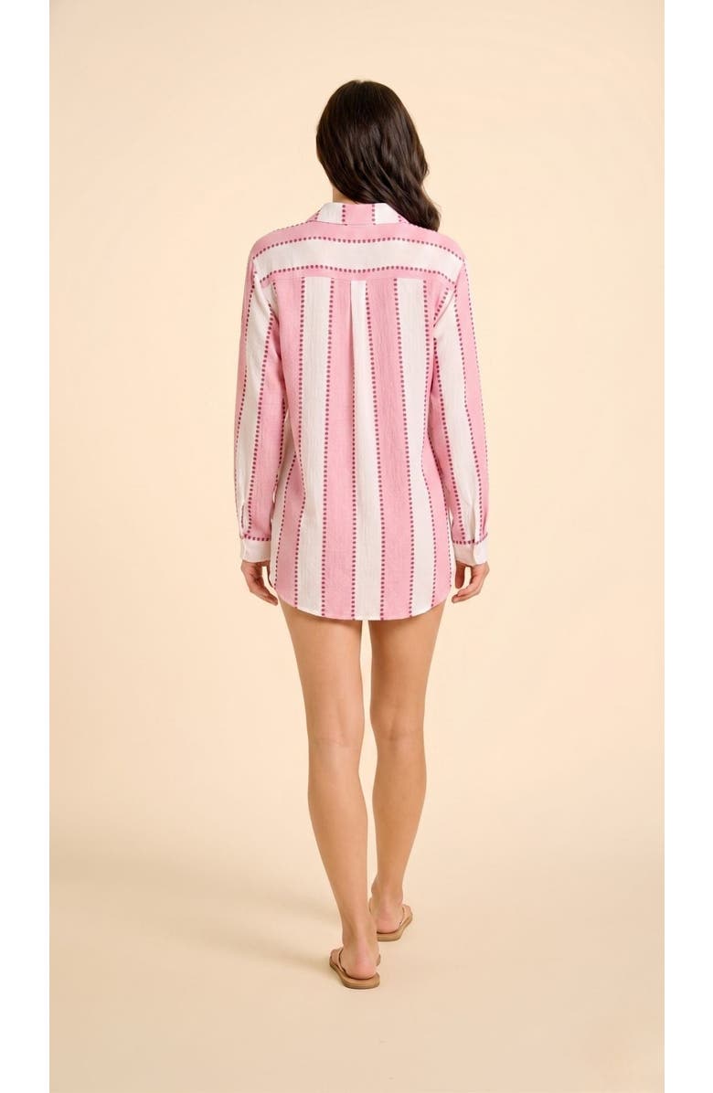 SITANO Positano Shirt Dress Cover-Up, Alternate, color, Pink Stripes With Dots