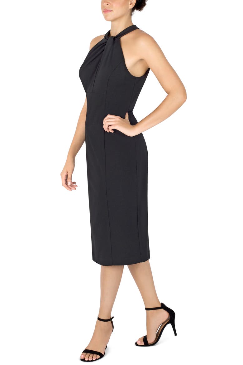 Twist Neck Sheath Dress, Alternate, color, BLACK