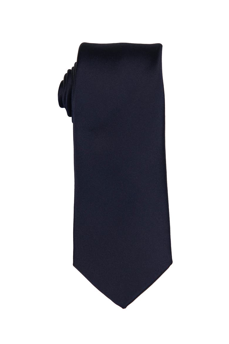 Men's Solid Satin X-Long Tie, Main, color, NAVY