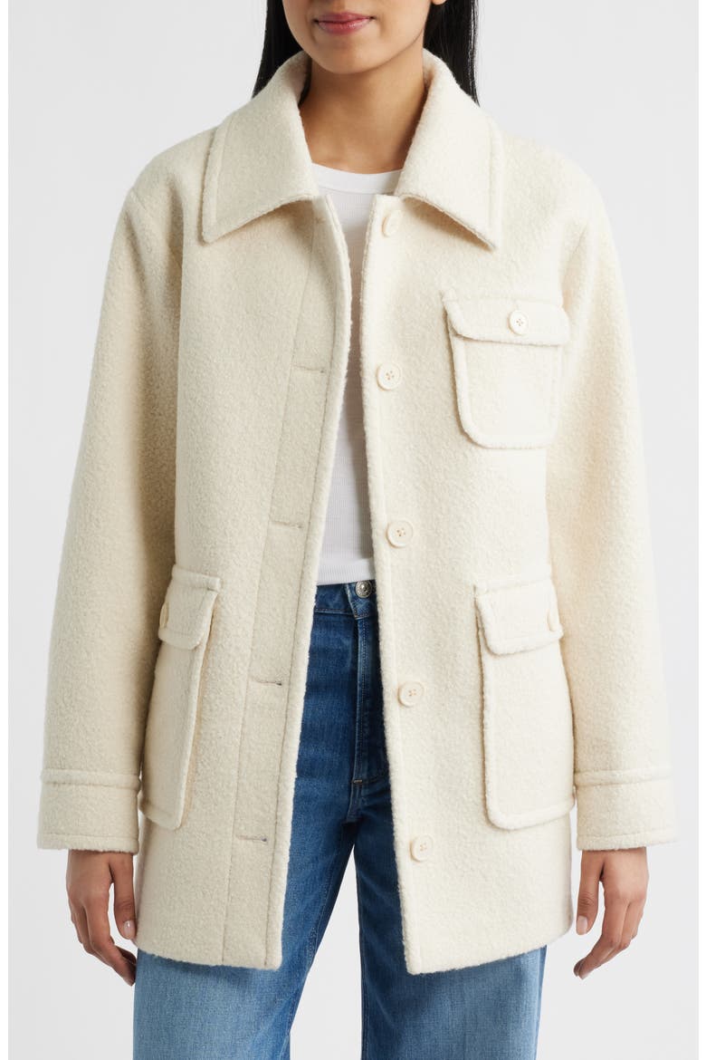 Bouclé Shirt Jacket, Main, color, CREAM
