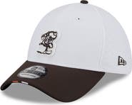 New Era Men's New Era  White/Brown Cleveland Browns 2025 NFL Training Camp Throwback Logo 39THIRTY Flex Hat