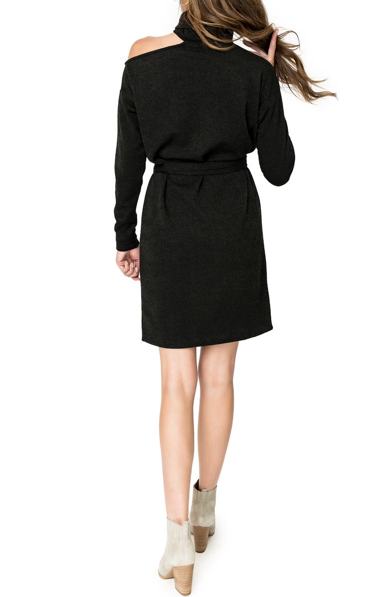 GIBSONLOOK Mock Neck Cold Shoulder Long Sleeve Sweater Dress, Alternate, color,