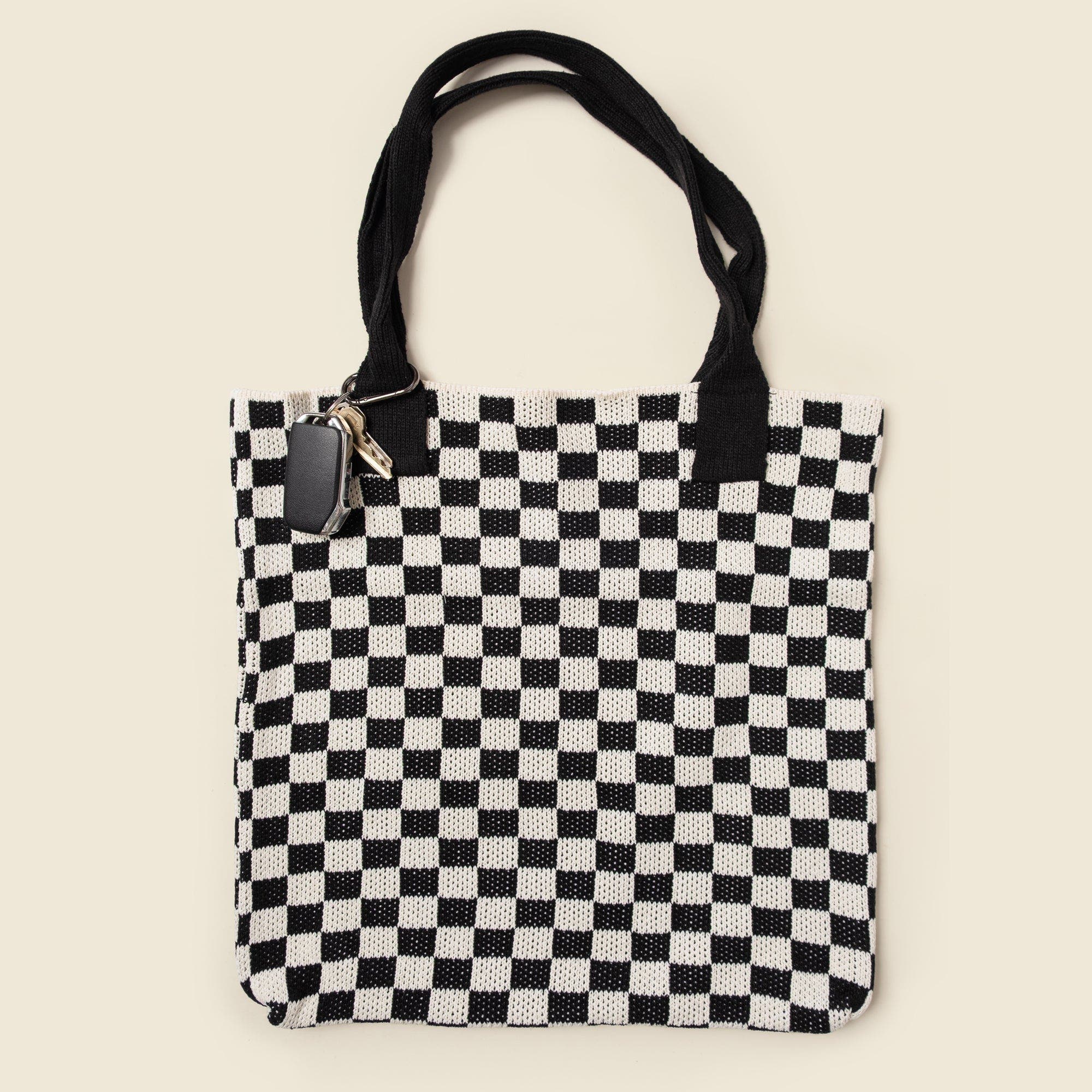 Casupo Checkered Sweater Tote Bag, Alternate, color, Black And White