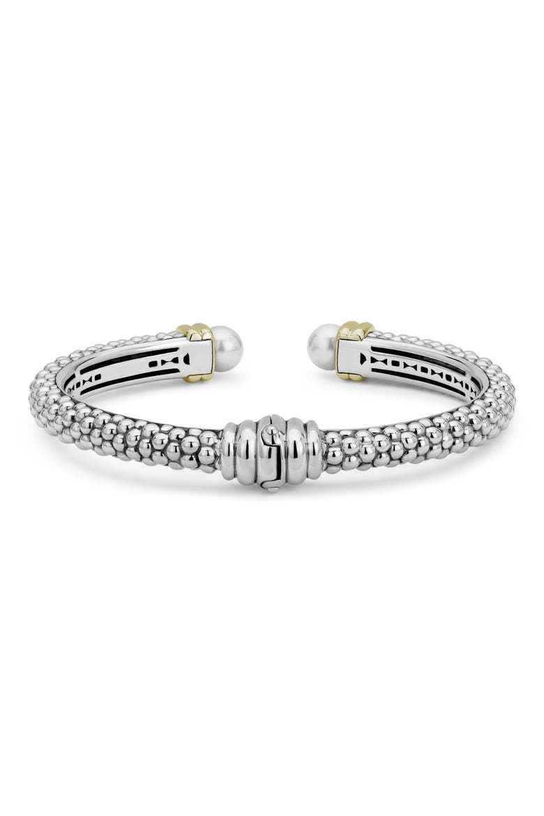 Luna Pearl Cuff Bracelet, Alternate, color, SILVER/ PEARL