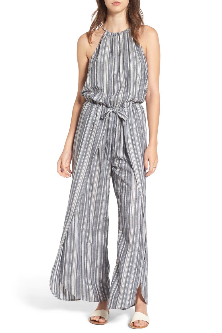 Halter Neck Jumpsuit, Main, color, BLACK/ GREY