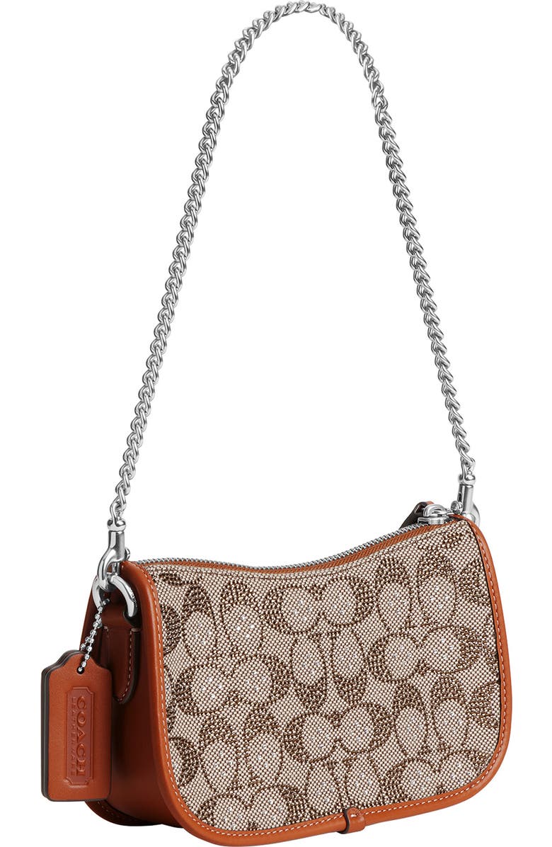 COACH Swinger Crystal Signature Jacquard & Leather Shoulder Bag, Alternate, color, Lh/Burnished Amber