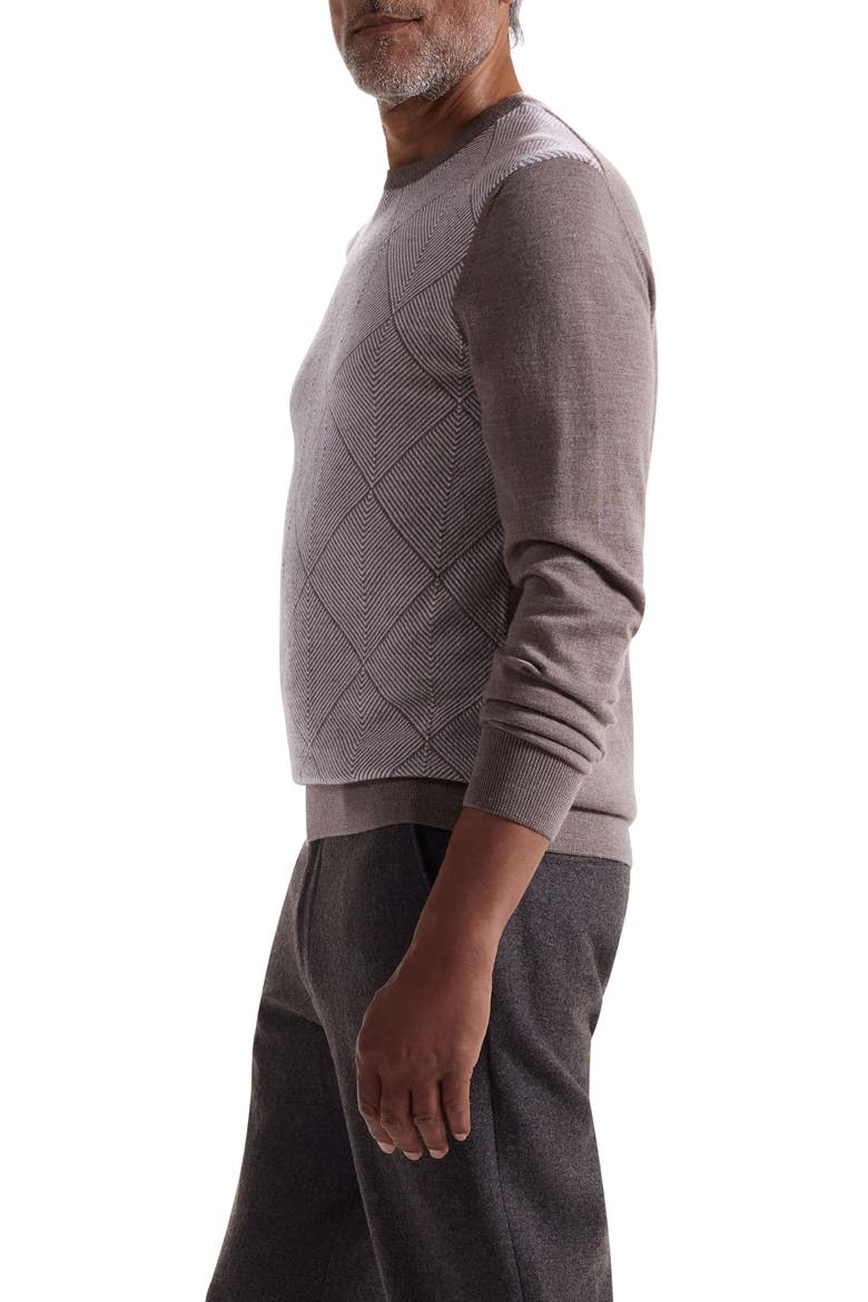 Diamond Merino Wool Sweater, Alternate, color, WALNUT