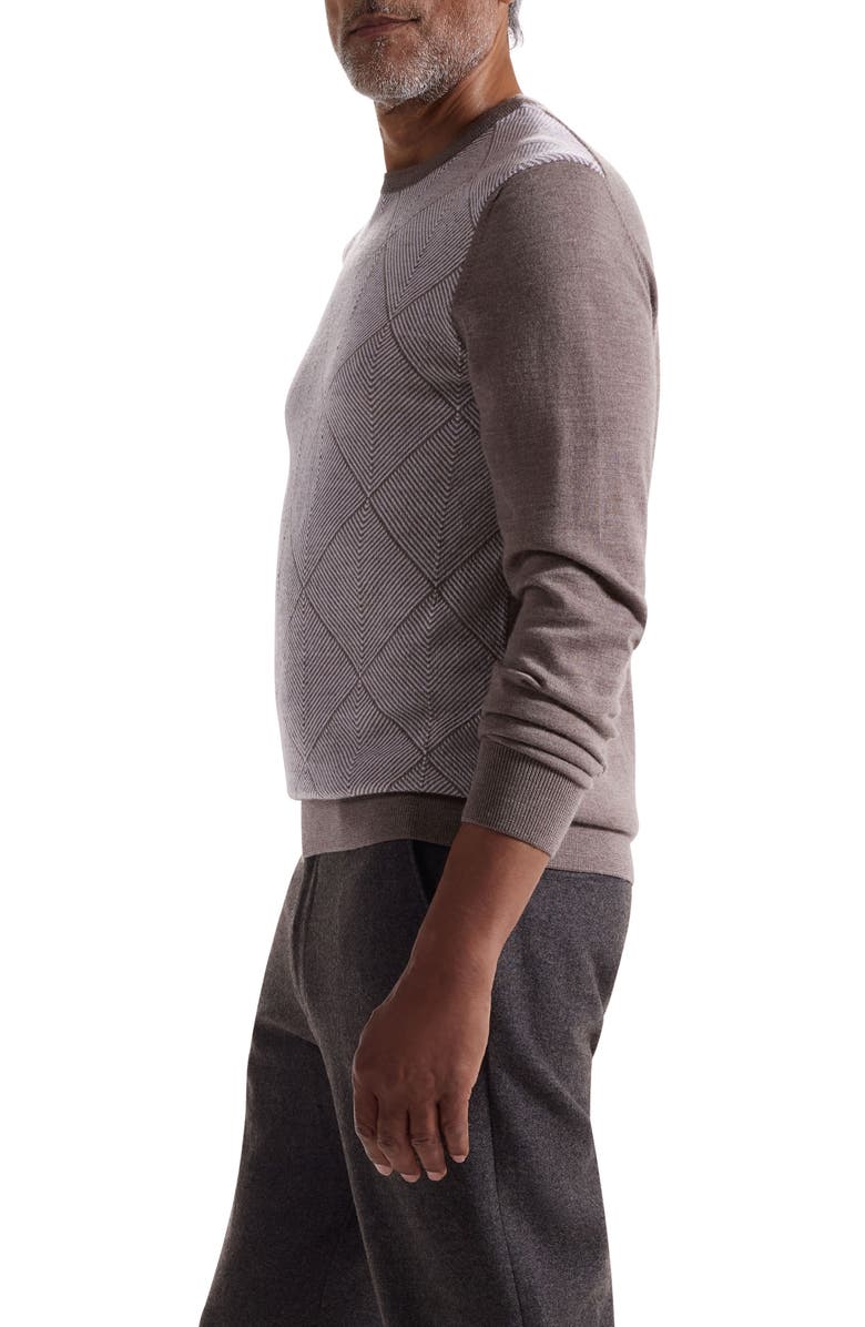 Bugatchi Diamond Merino Wool Sweater, Alternate, color, Walnut