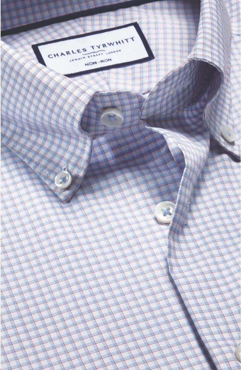 Charles Tyrwhitt Non-Iron Pinpoint Oxford Check Shirt, Alternate, color, Light Blue