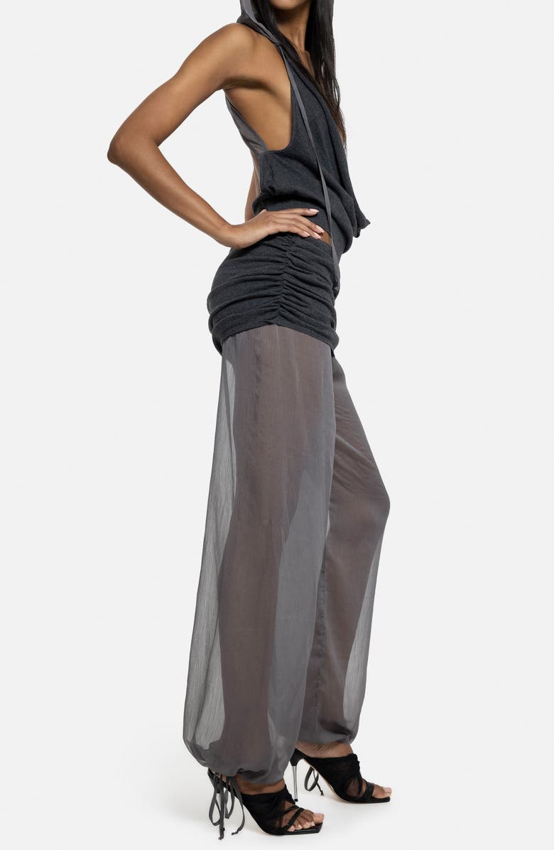 JADED LONDON Mixed Media Chiffon Joggers, Alternate, color, Grey