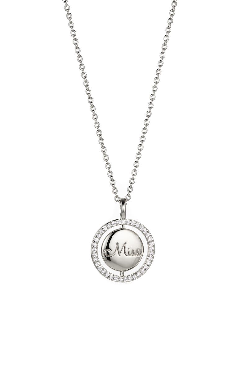 Nadri Smitten Miss/Mrs. Pendant Necklace, Main, color, Rhodium
