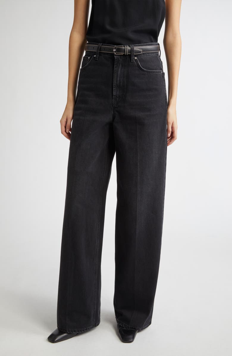 TOTEME High Waist Wide Leg Jeans, Main, color, Faded Black
