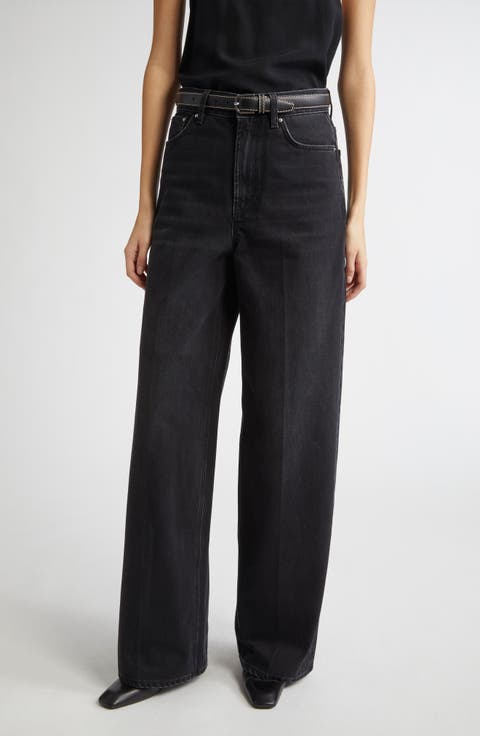 High Waist Wide Leg Jeans (Faded Black)