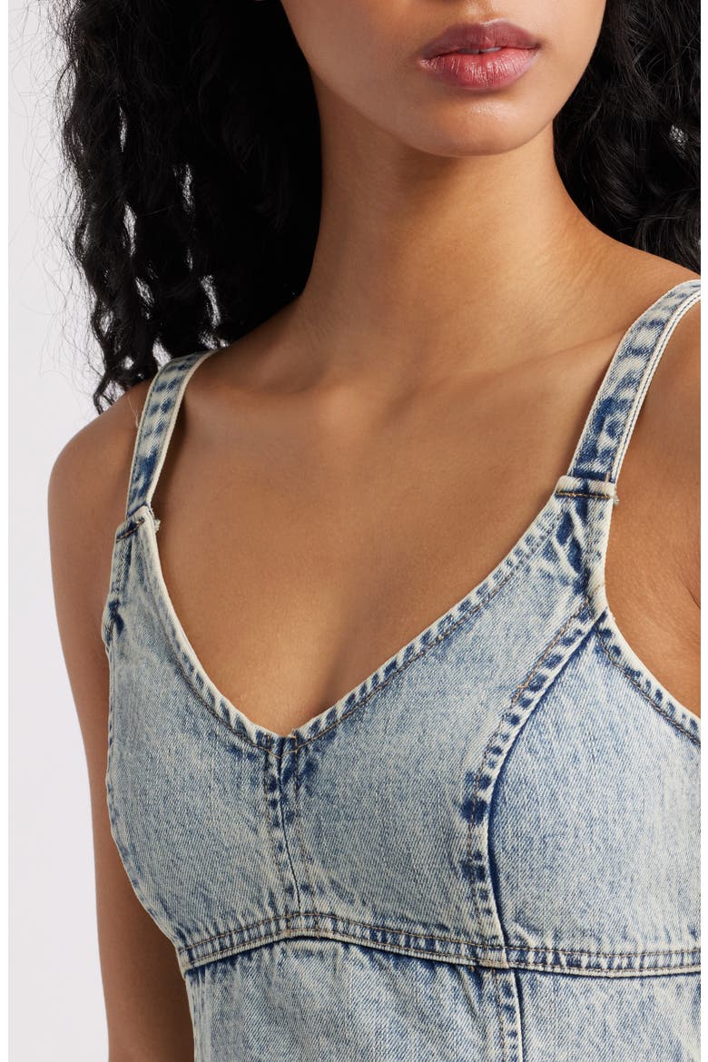 Sleeveless Mixed Media Denim Dress, Alternate, color, DENIM BLUE