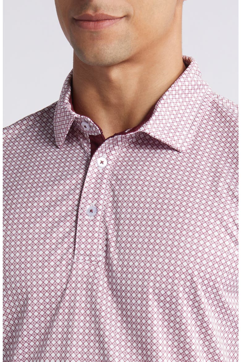 Tanner Geo Print Performance Golf Polo, Alternate, color, MAROON