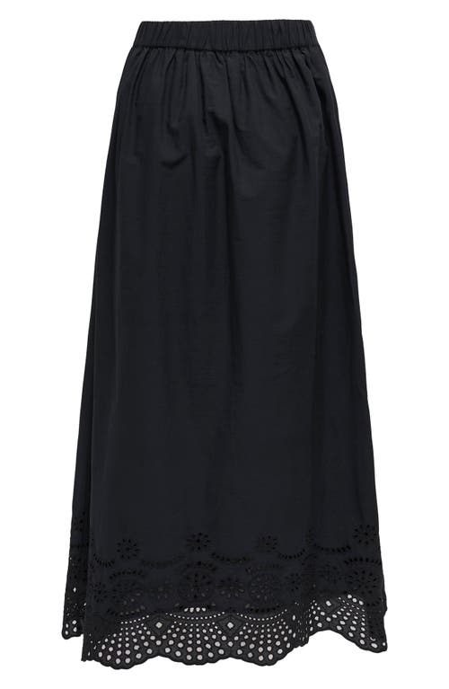 Only Onllou Broderie Maxi Skirt In Black