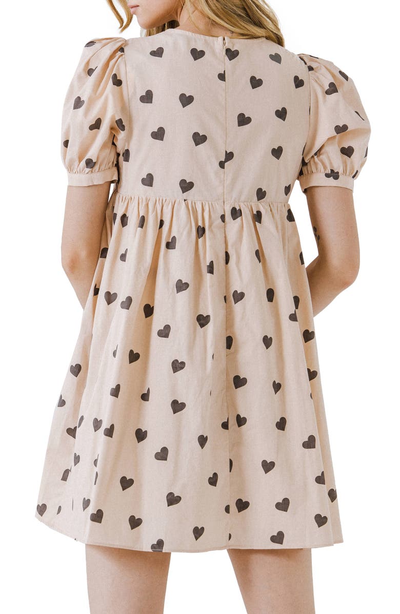 English Factory Heart Print Minidress, Alternate, color, 