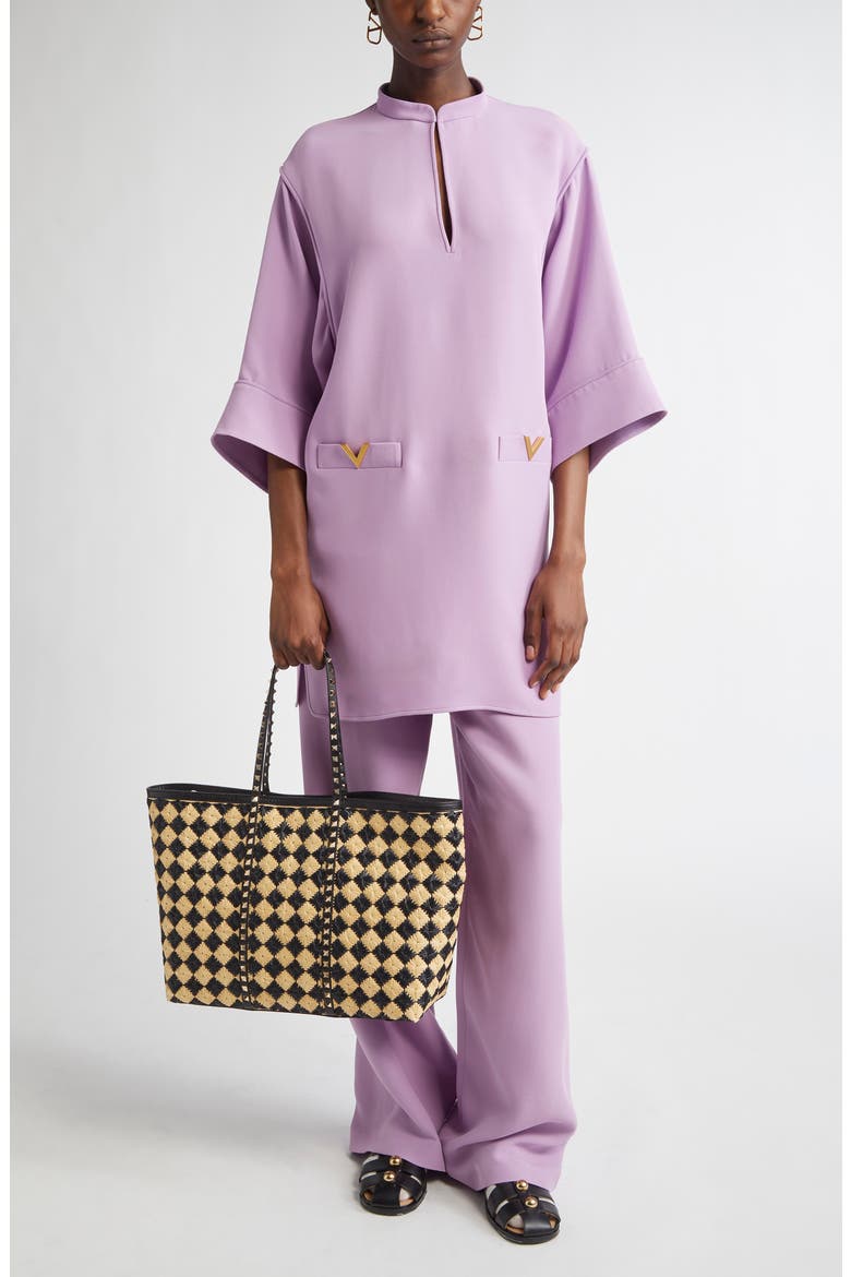 Silk Cady Couture Wide Leg Pants, Alternate, color, VIOLET