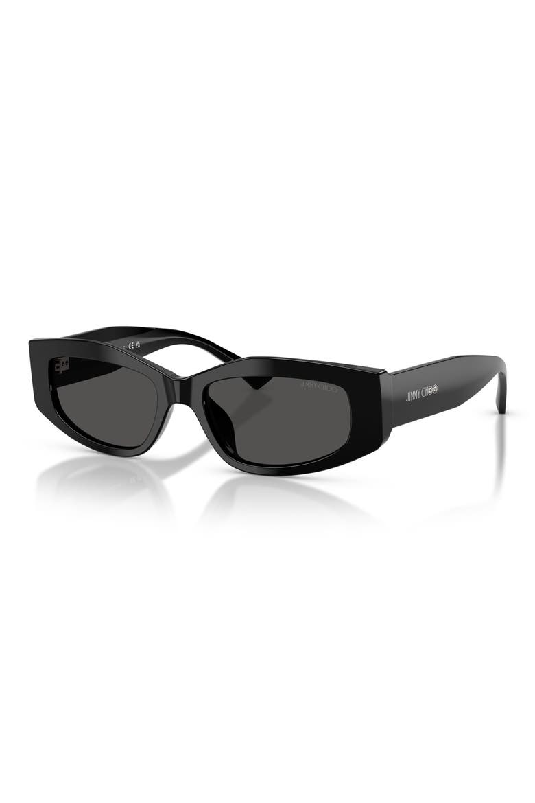 53mm Irregular Sunglasses, Alternate, color, BLACK / DARK GREY