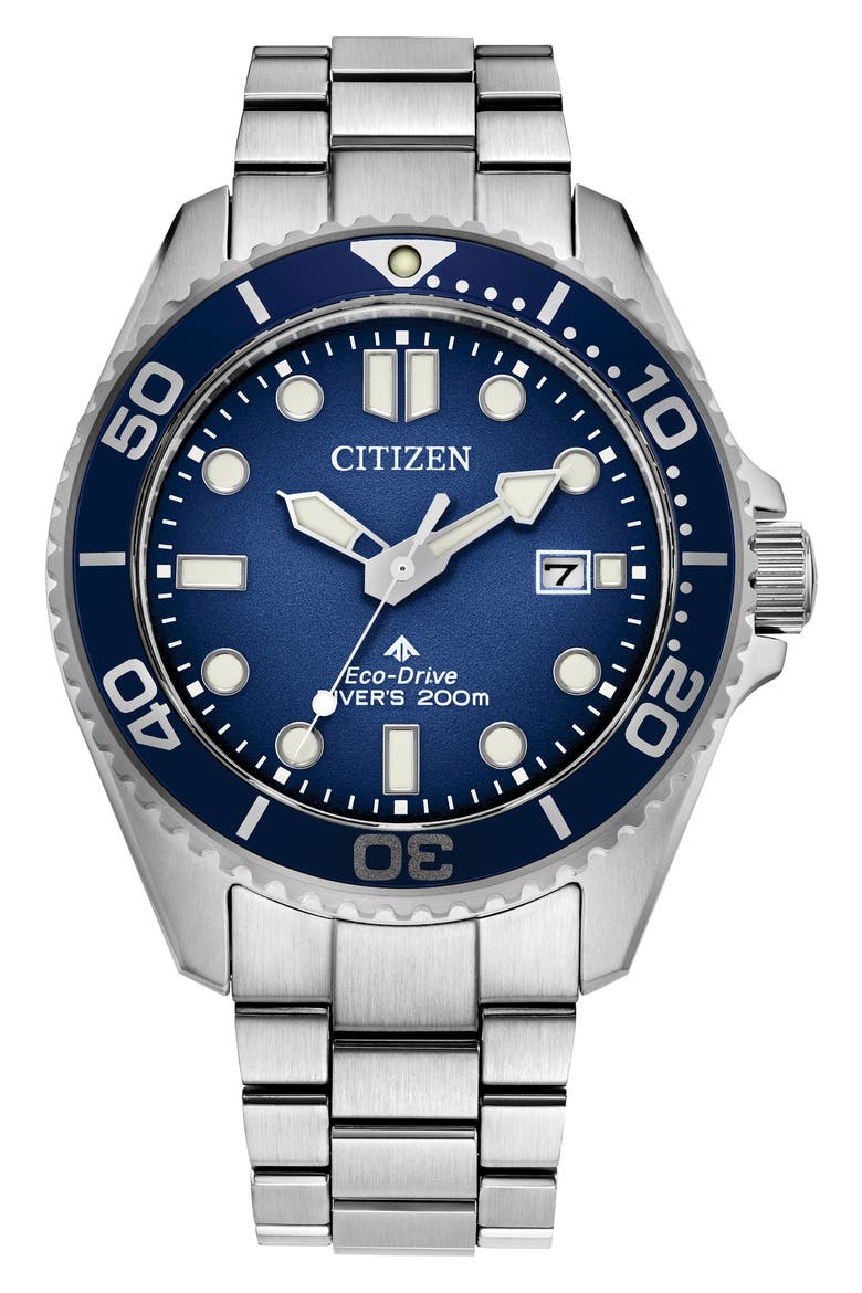 Promaster Sea Eco-Drive Diving Bracelet Watch, 41mm, Main, color, SILVER-TONE