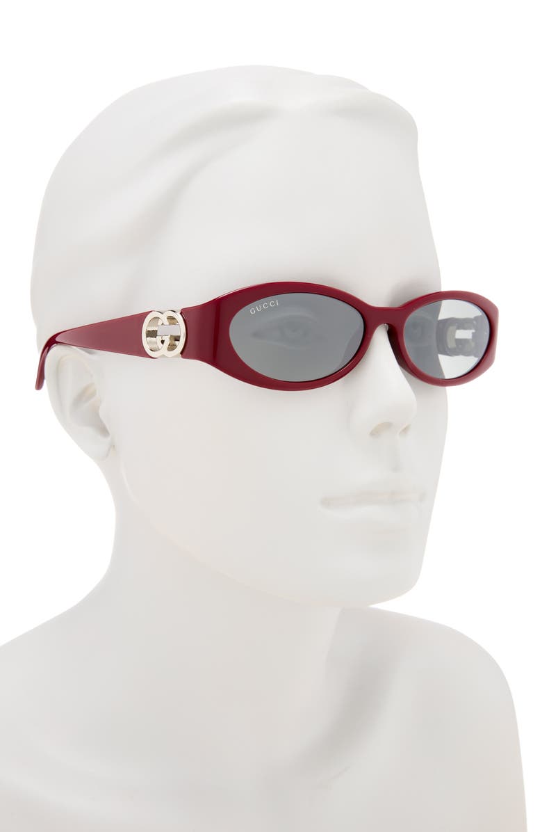 Gucci 54mm Oval Sunglasses, Alternate, color, Burgundy Burgundy Grey