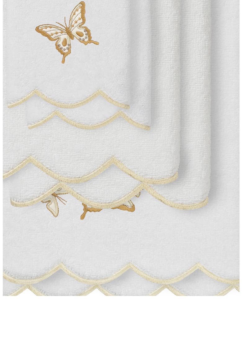 6-Piece Brittney Embroidered Turkish Cotton Towel Set, Alternate, color, WHITE/ BEIGE