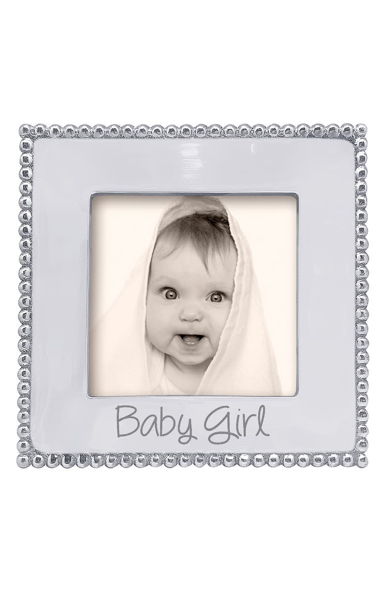 Mariposa Beaded Baby Girl Recycled Aluminum Picture Frame, Main, color, Silver