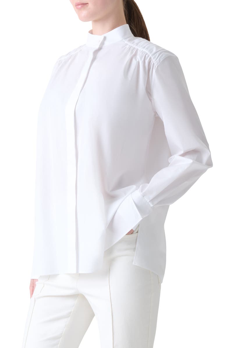 Akris Mandarin Collar Button-Up Shirt, Alternate, color, White 001