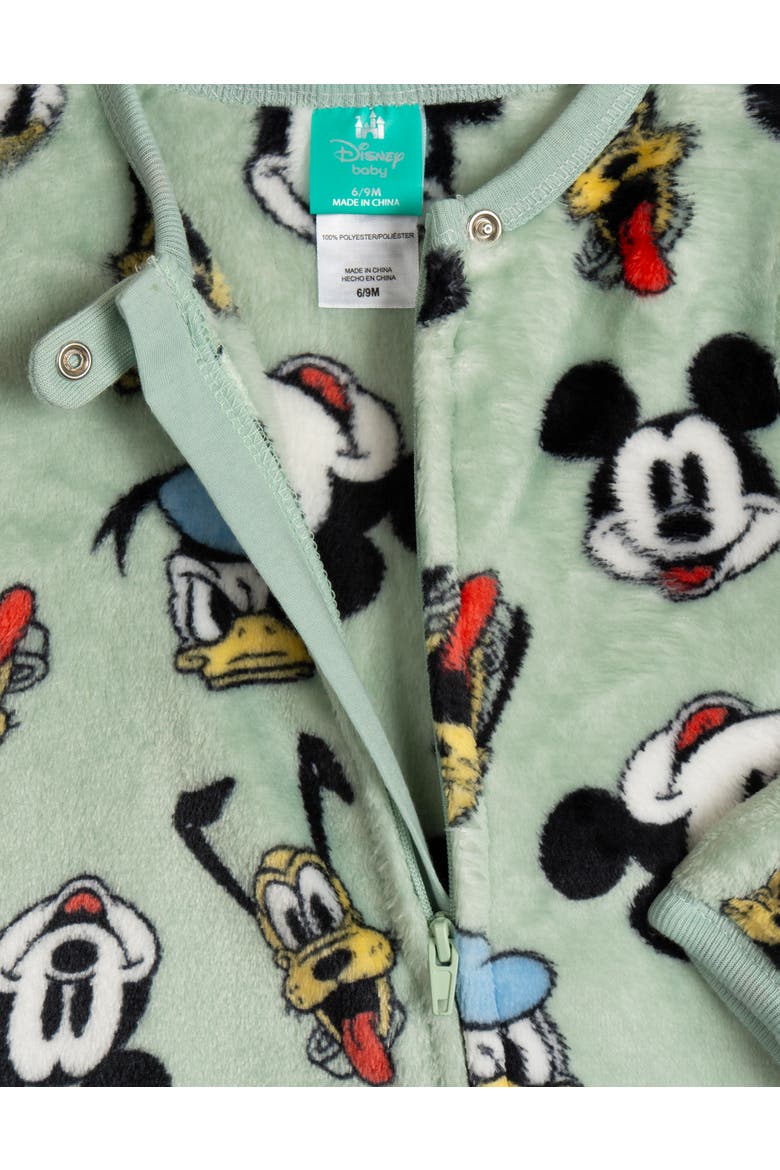 Mickey Mouse Fleece Footed Sleep N' Play, Alternate, color, Sage Mickey Friends