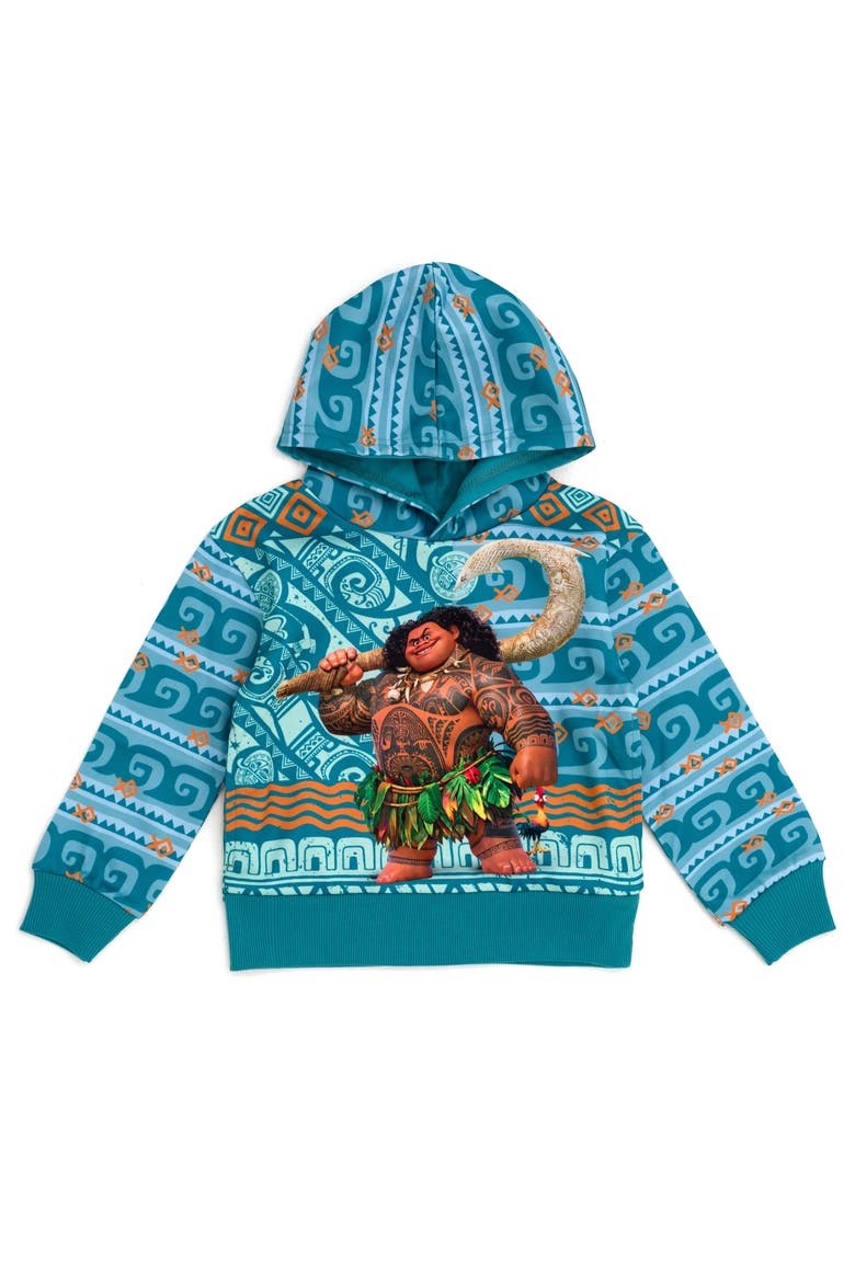 Moana Maui Fleece Hooded Sweatshirt, Main, color, Maui Hei Hei Teal