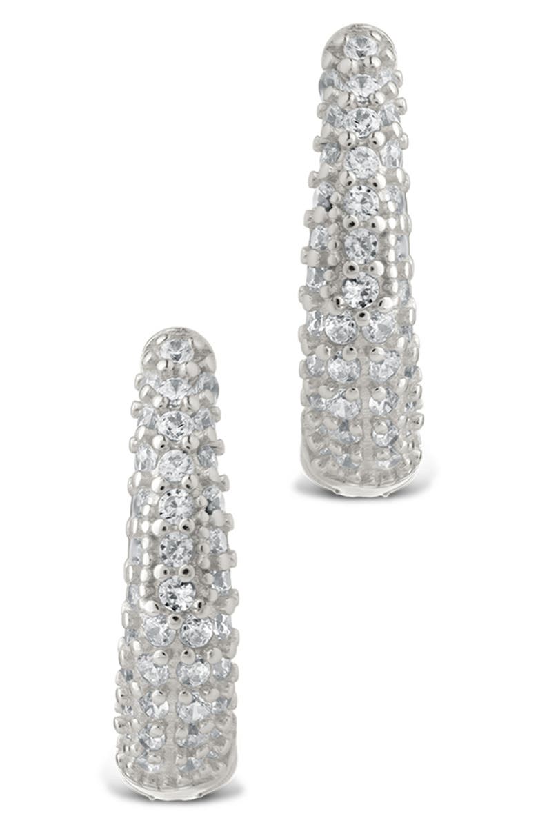 Sterling Forever Pavé Cubic Zirconia Huggie Hoop Earrings, Alternate, color, Silver