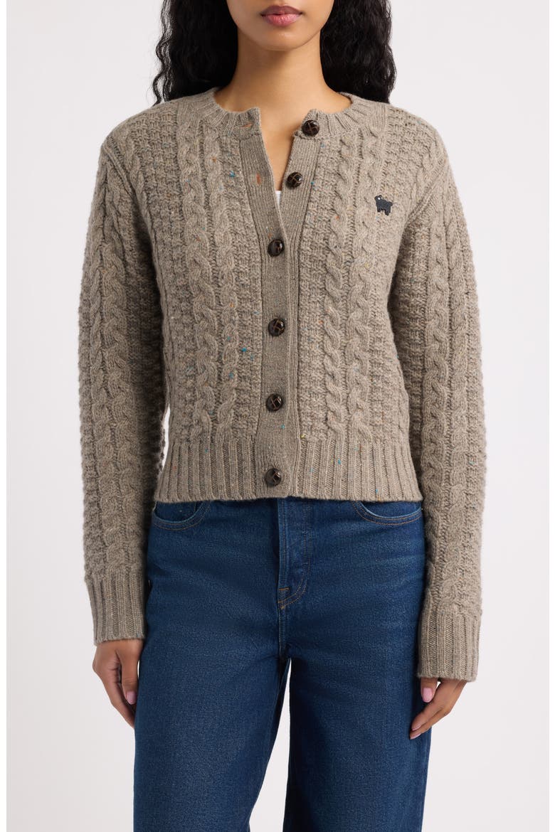 Donegal Wool Cable Knit Cardigan, Main, color, BEIGE