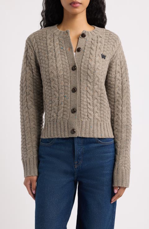 Donegal Wool Cable Knit Cardigan