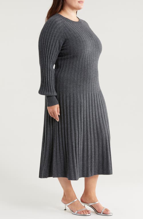 Nordstrom Long Sleeve Wool & Cashmere Sweater Dress In Grey Dark Charcoal Heather