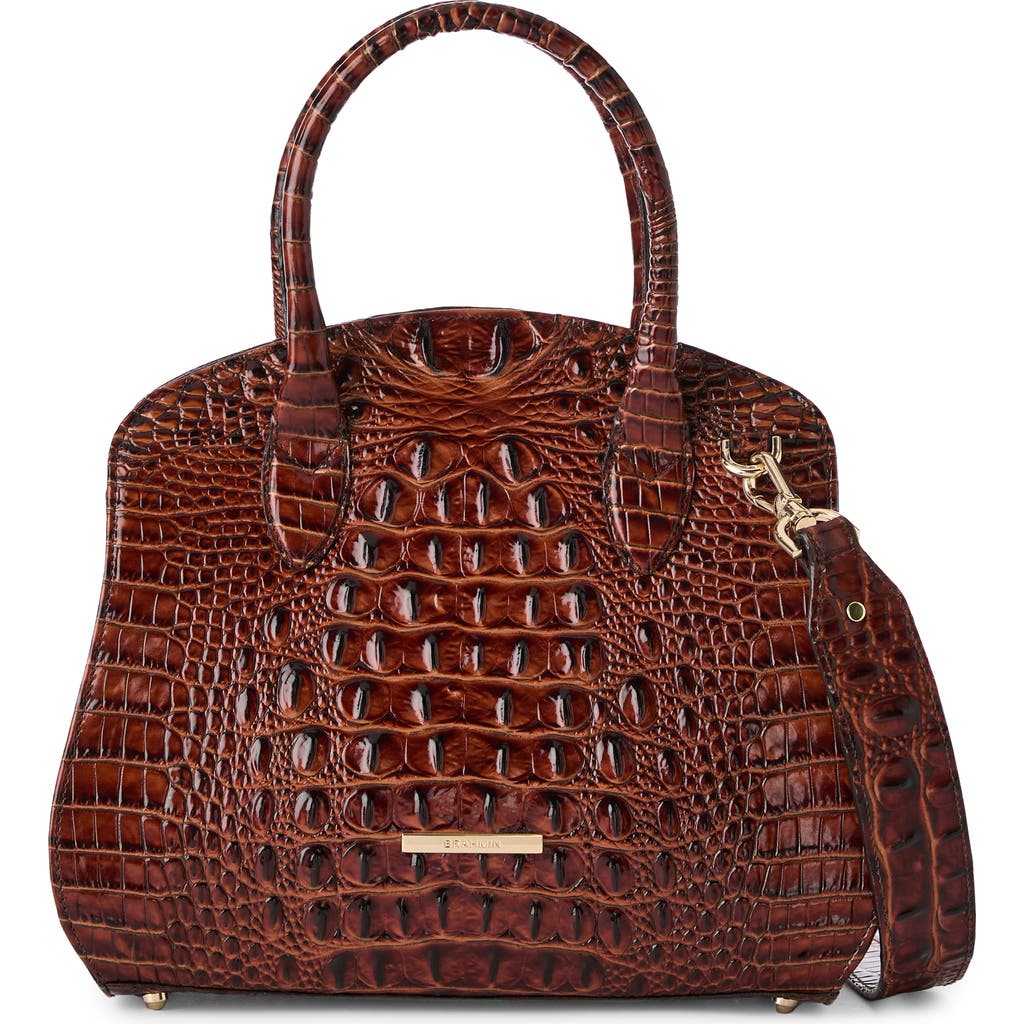 Brahmin Rosetta Melbourne Medium Leather Satchel Bag In Pecan