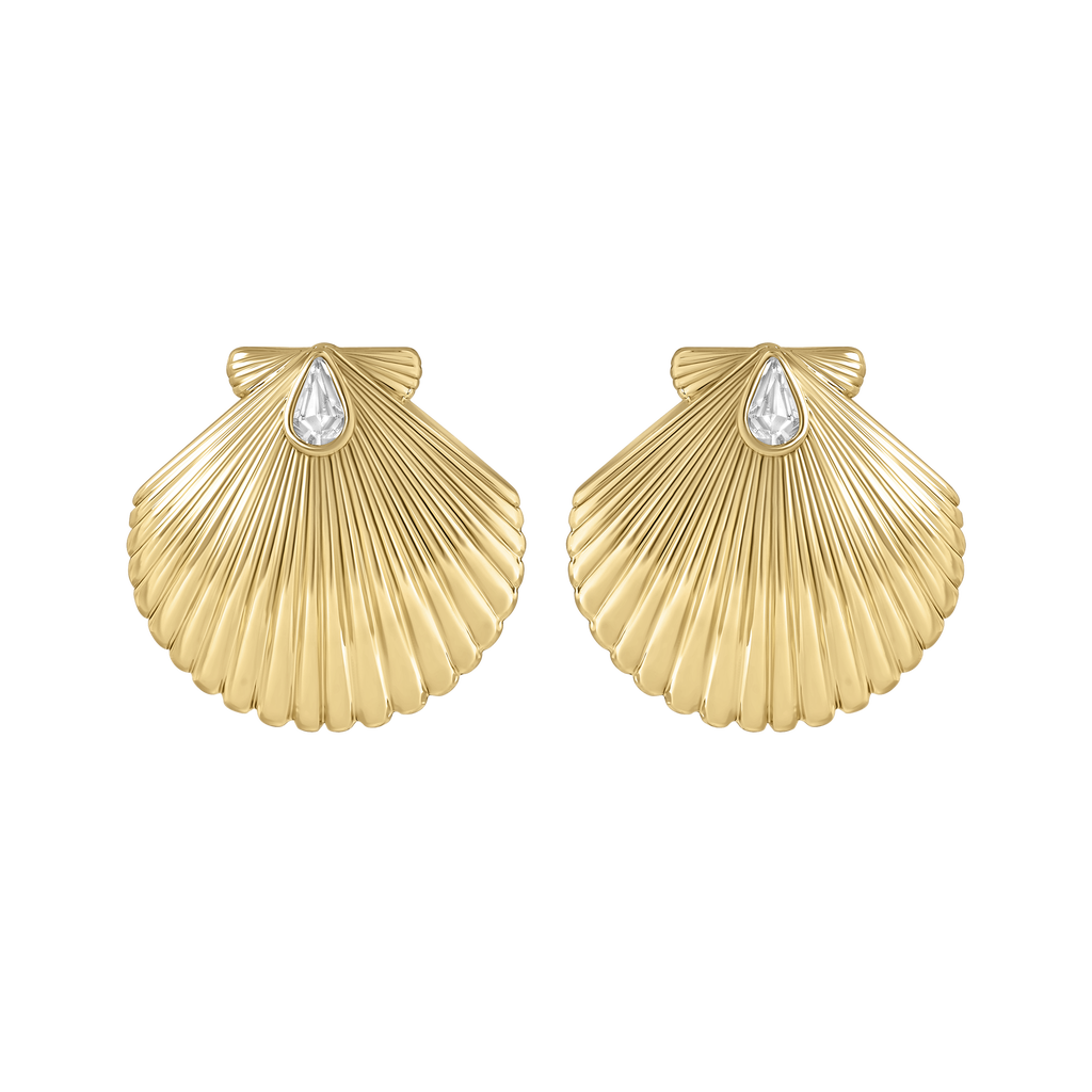 Electric Picks Beach Girl Shell Earrings In Gold