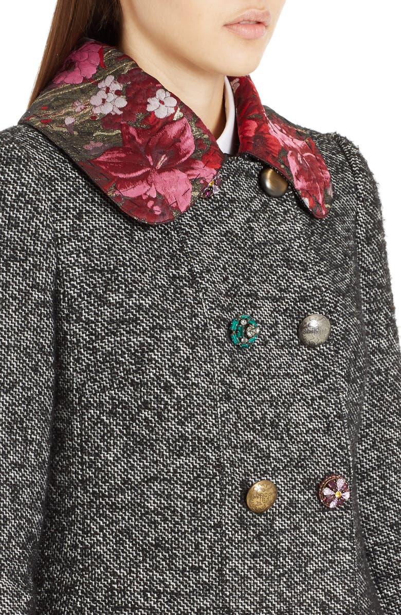 Dolce&Gabbana Jacquard Trim Tweed Coat, Alternate, color, Fantasy