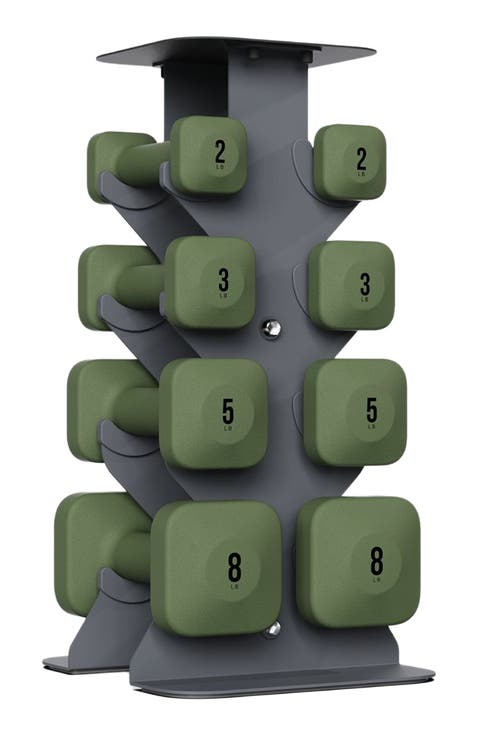 SafeGrip Dumbbells Lower Set with Dark Rack - 2, 3, 5, 8lbs