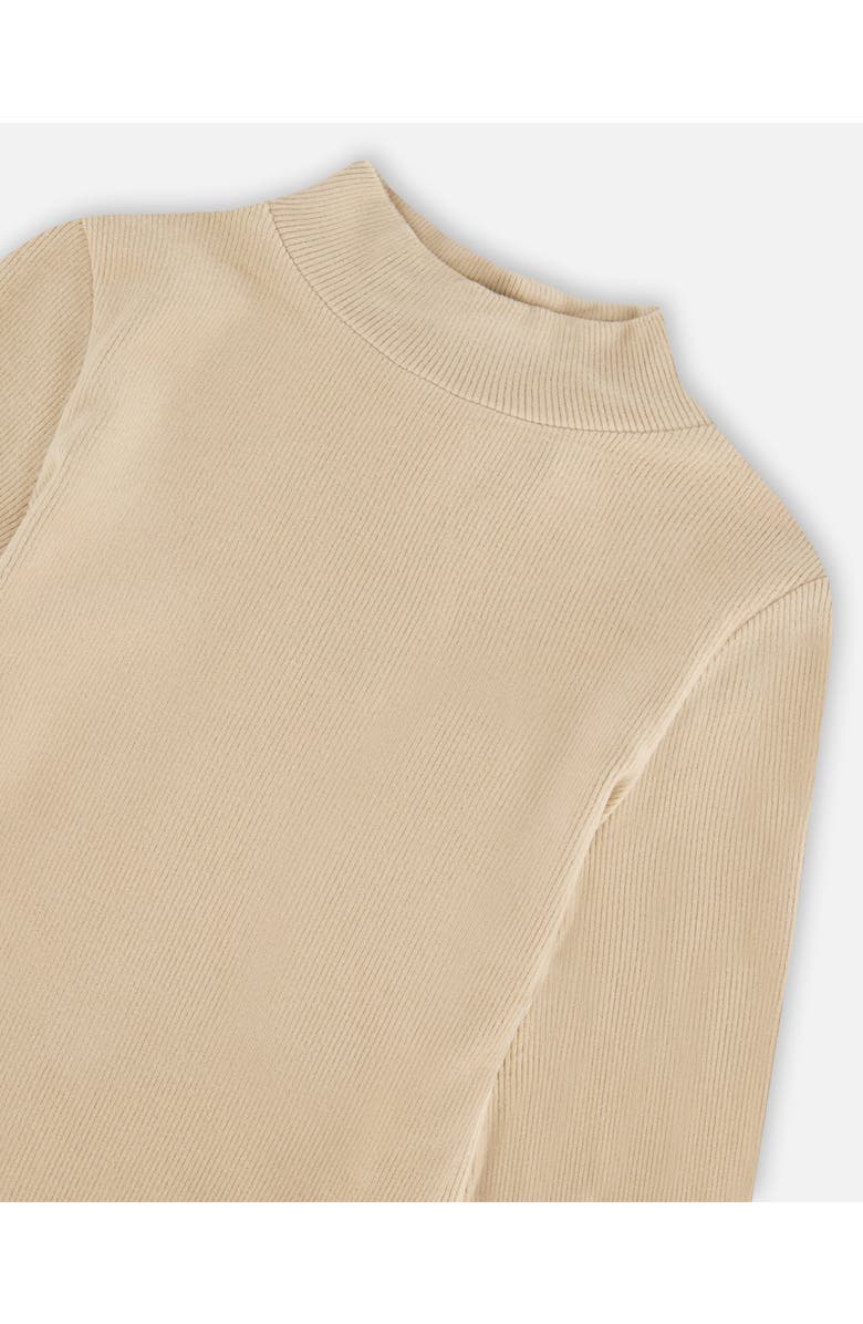 Deux par Deux Little Girl's Super Soft Brushed Mock Neck Top Medium Beige, Alternate, color, 