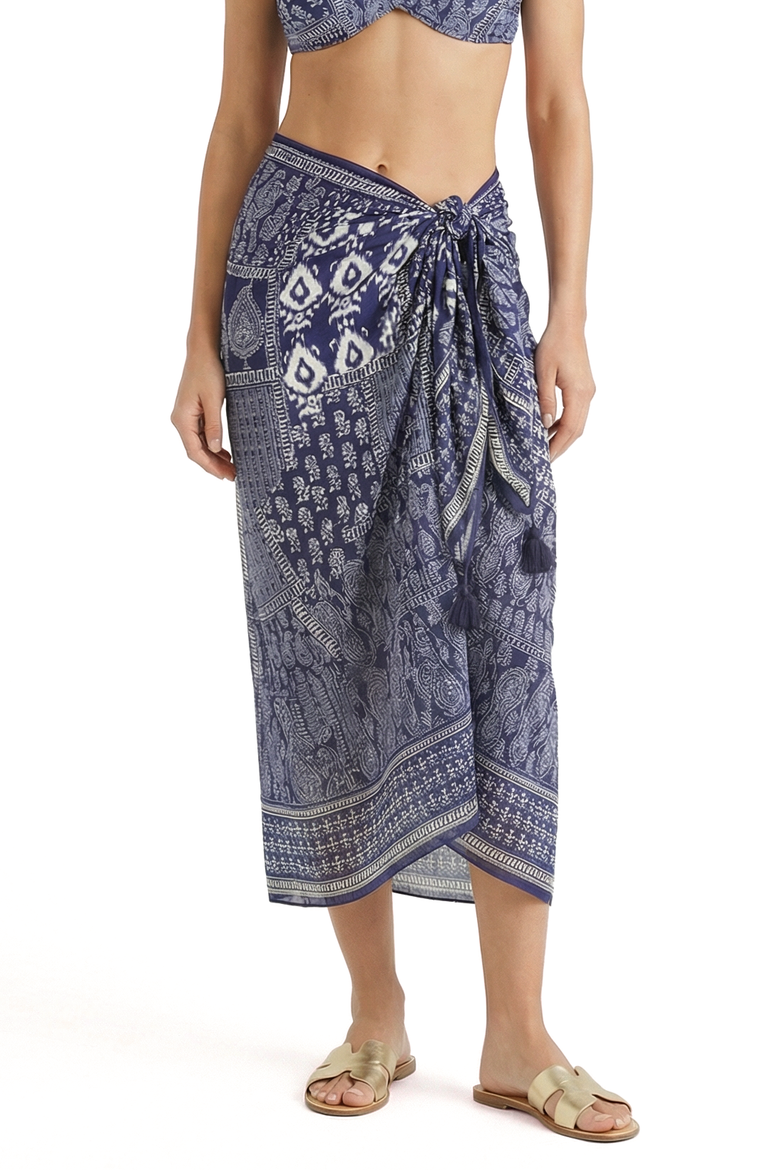 Melanie Border Print Pareo Cover-Up, Alternate, color, Tivara Ikat