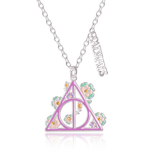 Harry Potter Botanical Deathly Hallows Necklace, 16"+2" In Metallic