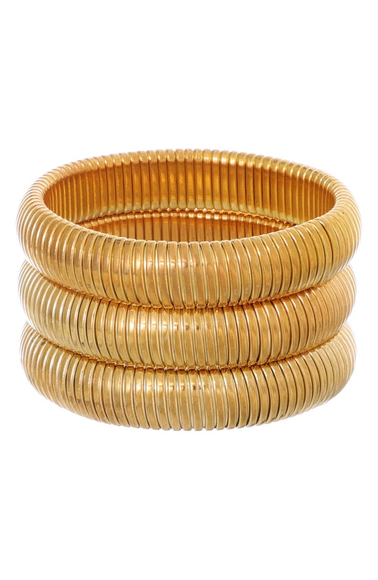 Adornia Set of 3 Coiled Stretch Bracelets, Main, color, Gold