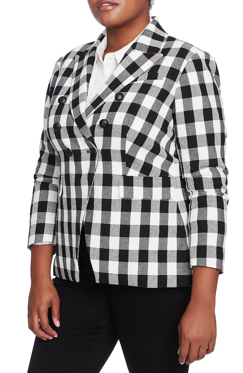 Court & Rowe Textured Gingham Cotton Blend Blazer, Alternate, color, 
