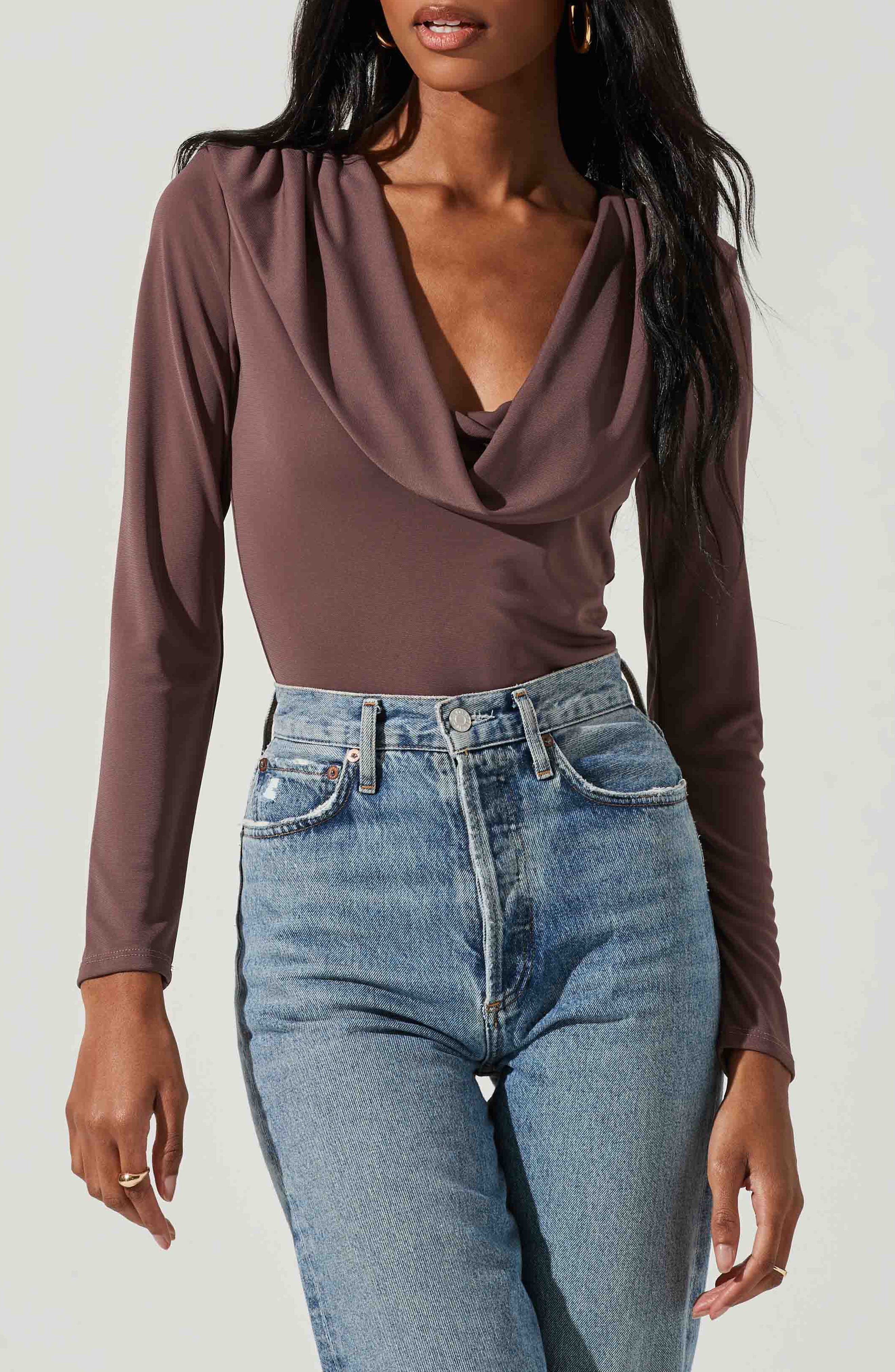 ASTR the Label Kimberly Cowl Neck Long Sleeve Bodysuit