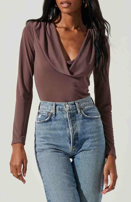 ASTR the Label Kimberly Cowl Neck Long Sleeve Bodysuit