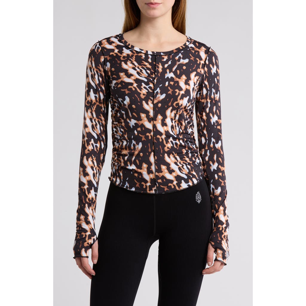 Free People Patterned Right On Running Base Layer In Tortoise Shell Combo