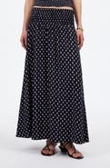 Madewell Shibori Dot Smocked Midi Skirt