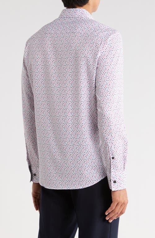 Construct Slim Fit Dot Stretch Button-up Shirt In Pink