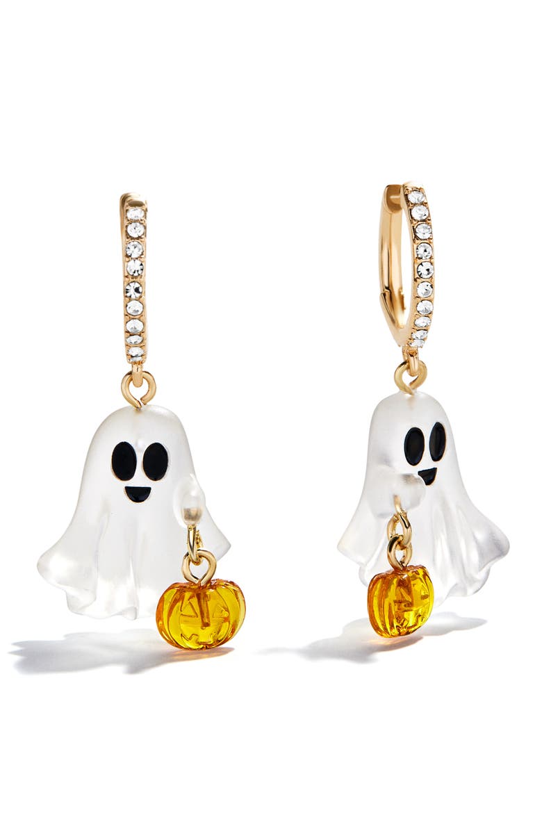 BaubleBar Hangin' With My Boo Drop Huggie Hoop Earrings, Main, color, 